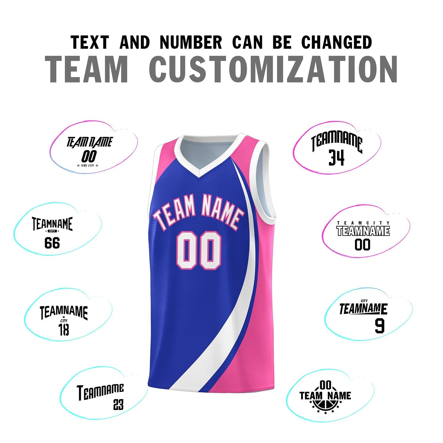 Custom Royal White-Pink Color Block Sports Uniform Basketball Jersey