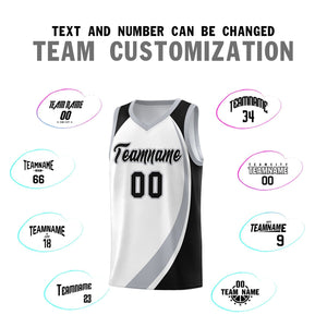 Custom White Gray-Black Color Block Sports Uniform Basketball Jersey