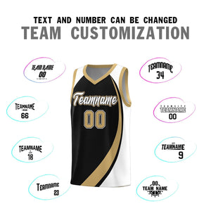 Custom Black Old Gold-White Color Block Sports Uniform Basketball Jersey