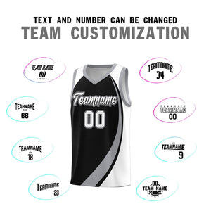 Custom Black Gray-White Color Block Sports Uniform Basketball Jersey