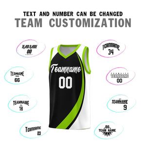 Custom Black Neon Green-White Color Block Sports Uniform Basketball Jersey