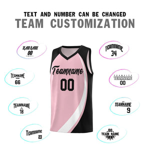 Custom Light Pink White-Black Color Block Sports Uniform Basketball Jersey