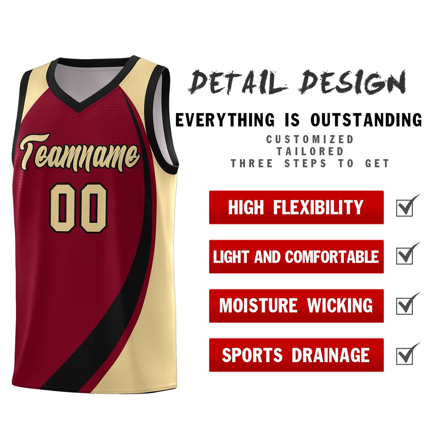 Custom Crimson White-Khaki Color Block Sports Uniform Basketball Jersey