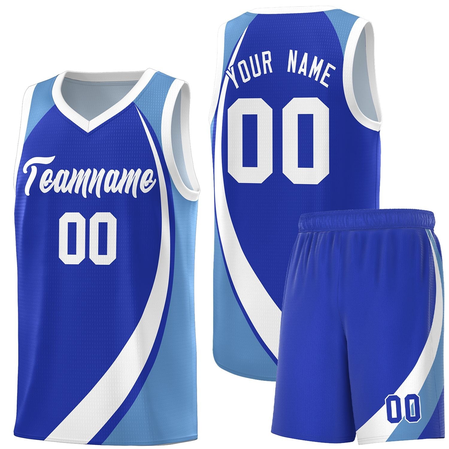 Custom Royal White-Light Blue Color Block Sports Uniform Basketball Jersey