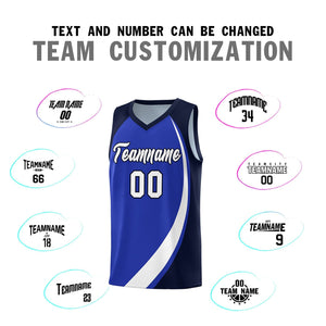 Custom Royal White-Navy Color Block Sports Uniform Basketball Jersey