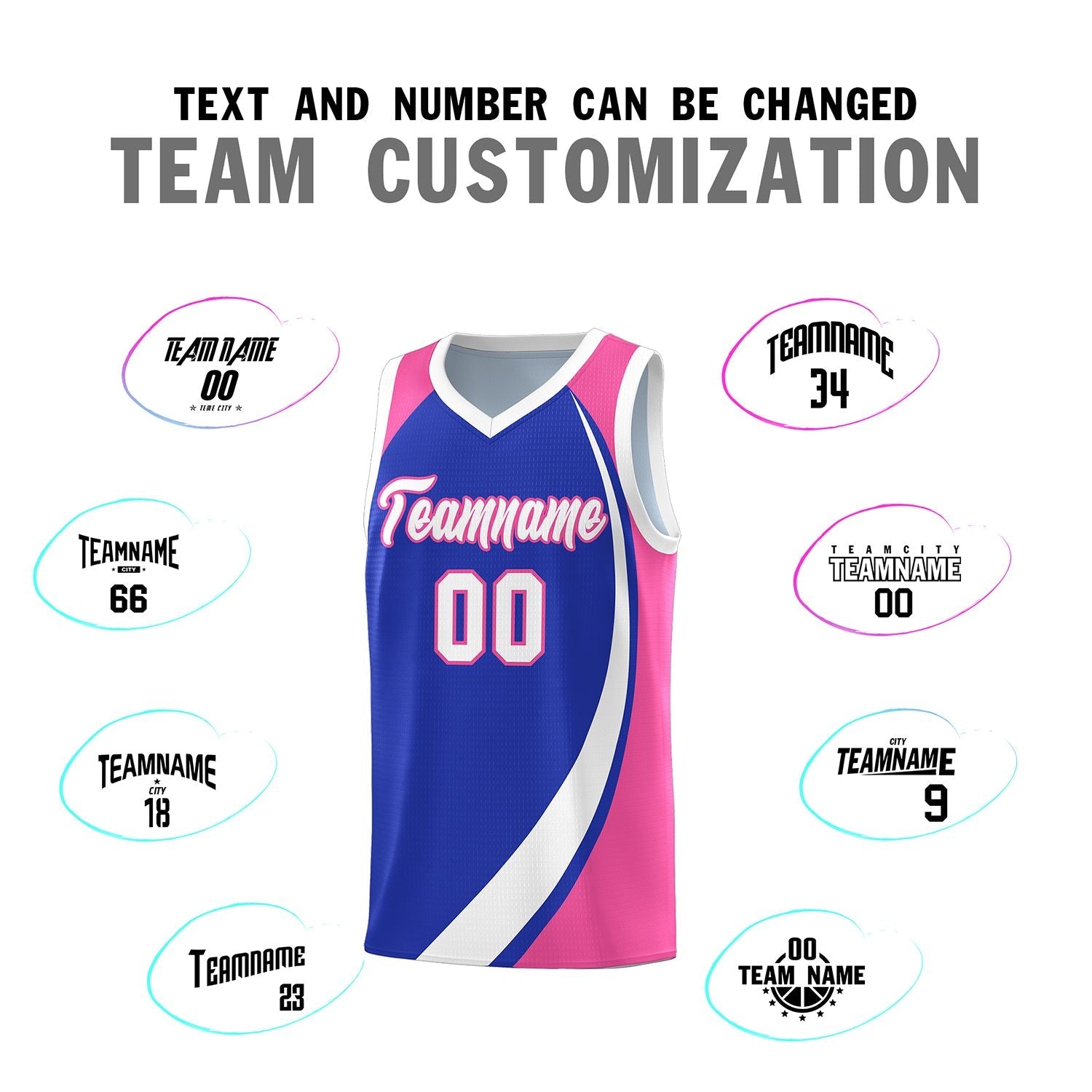 Custom Royal White-Pink Color Block Sports Uniform Basketball Jersey