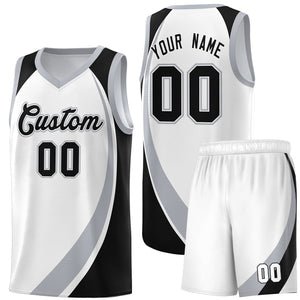 Custom White Gray-Black Color Block Sports Uniform Basketball Jersey