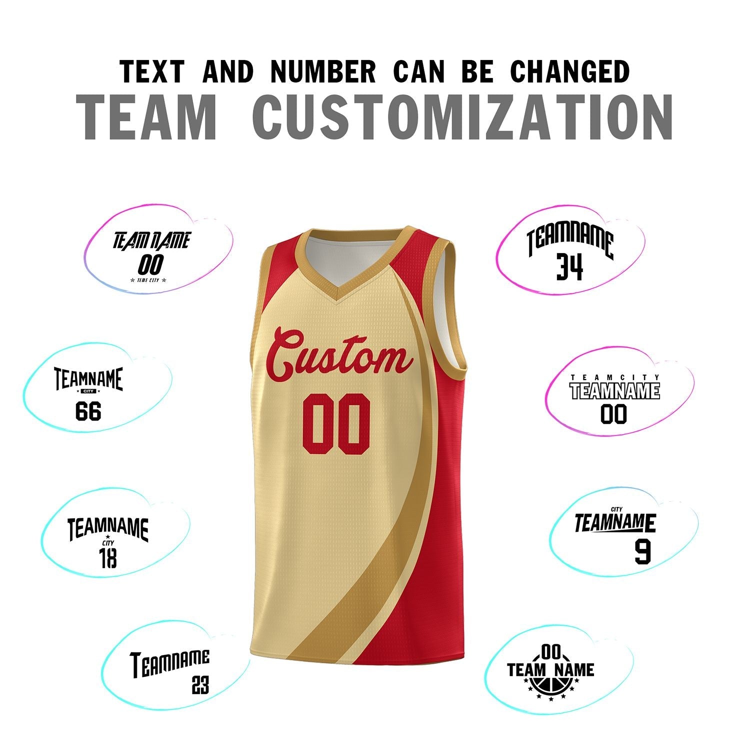 Custom Khaki Old Gold-Red Color Block Sports Uniform Basketball Jersey