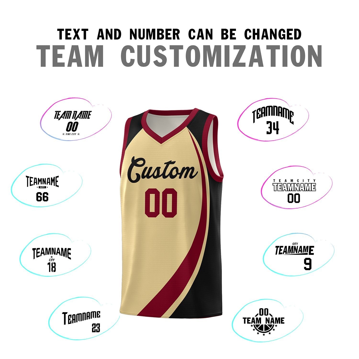 Custom Khaki Crimson-Black Color Block Sports Uniform Basketball Jersey