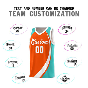 Custom Orange White-Aqua Color Block Sports Uniform Basketball Jersey