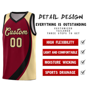 Custom Crimson White-Khaki Color Block Sports Uniform Basketball Jersey