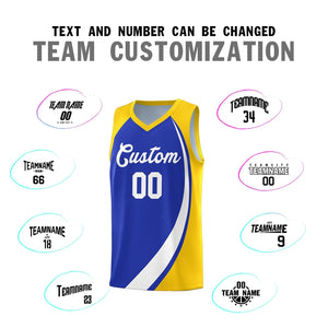 Custom Royal White-Gold Color Block Sports Uniform Basketball Jersey