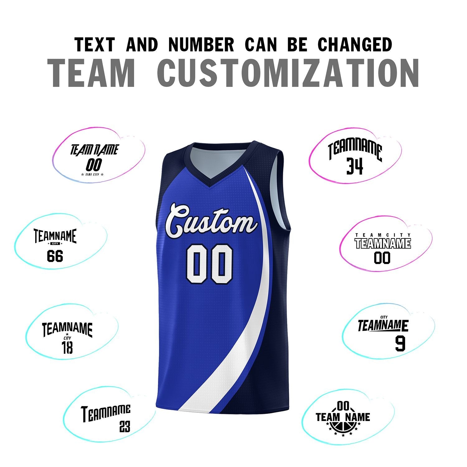 Custom Royal White-Navy Color Block Sports Uniform Basketball Jersey