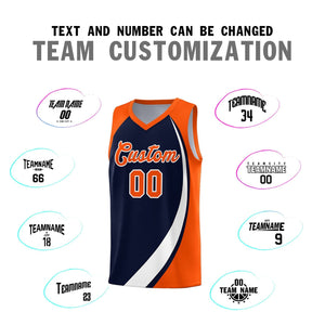 Custom Navy White-Orange Color Block Sports Uniform Basketball Jersey