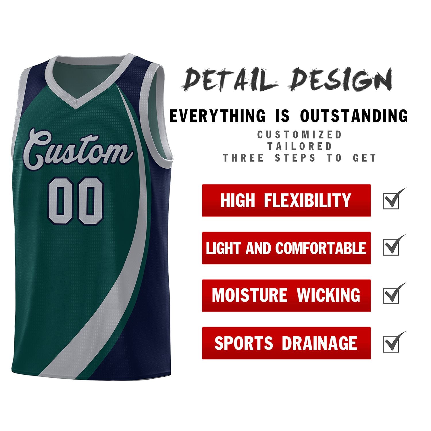 Custom Aqua Gray-Navy Color Block Sports Uniform Basketball Jersey