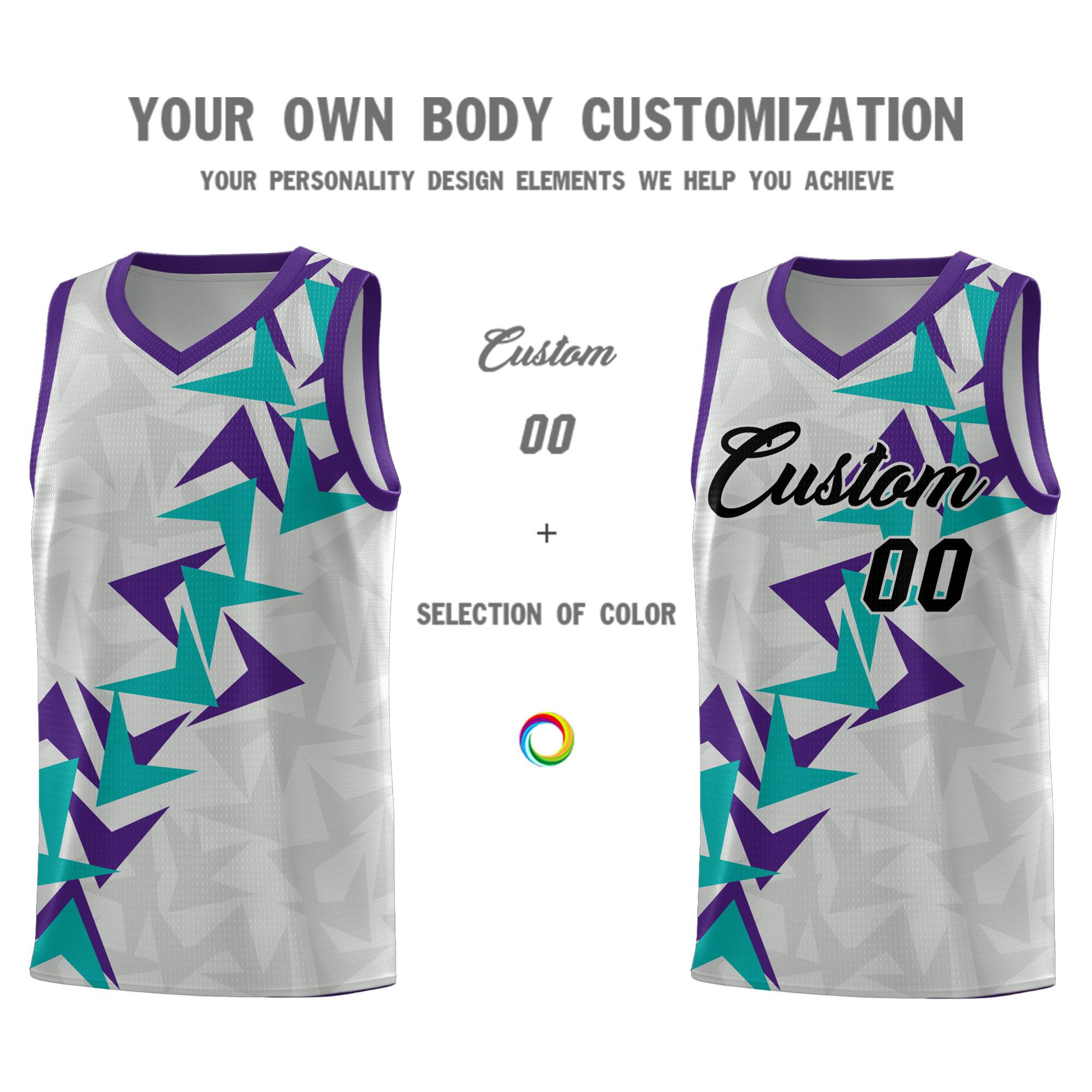 Custom Gray Boomerang Pattern Sets Basketball Jersey