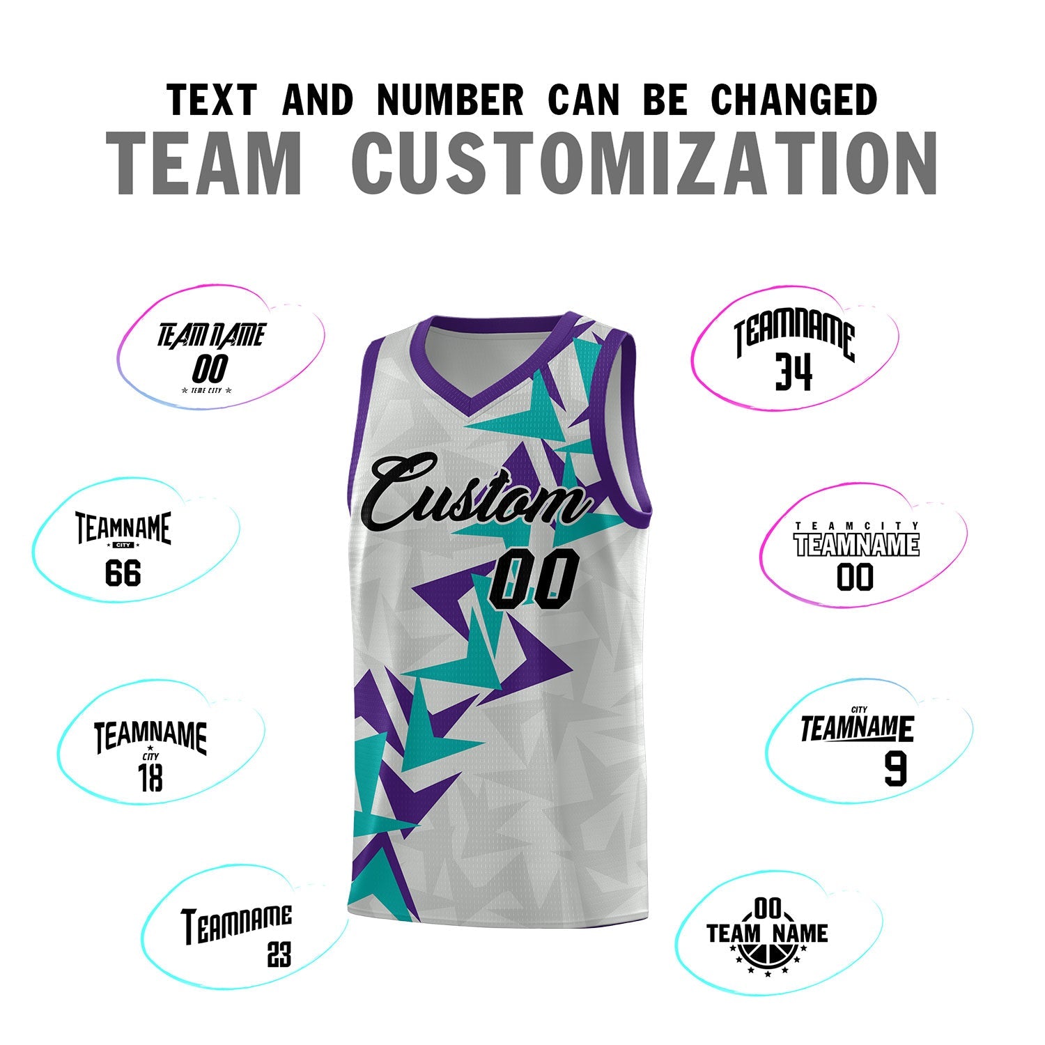 Custom Gray Boomerang Pattern Sets Basketball Jersey