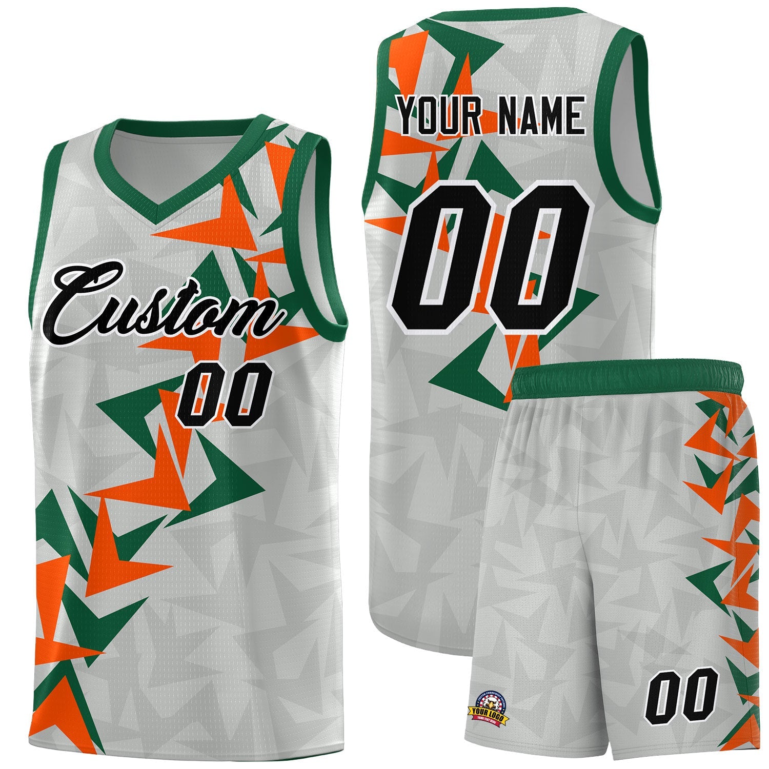 Custom Gray Boomerang Pattern Sets Basketball Jersey