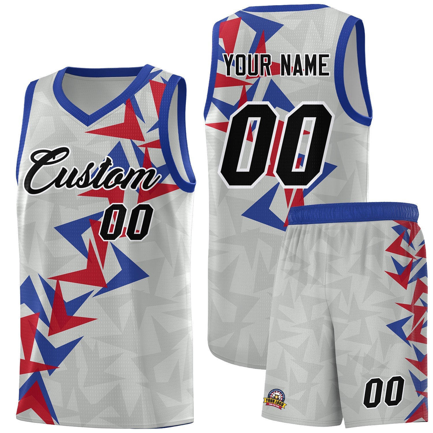 Custom Gray Boomerang Pattern Sets Basketball Jersey