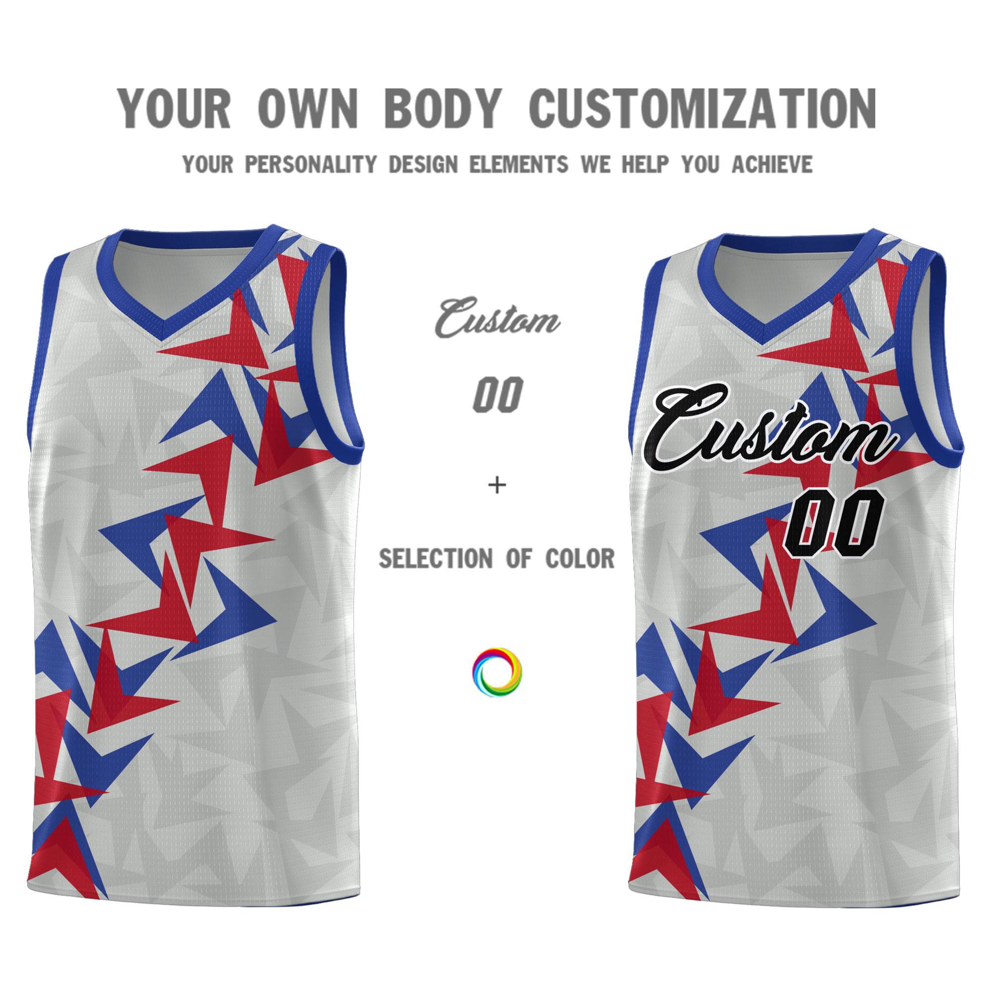 Custom Gray Boomerang Pattern Sets Basketball Jersey