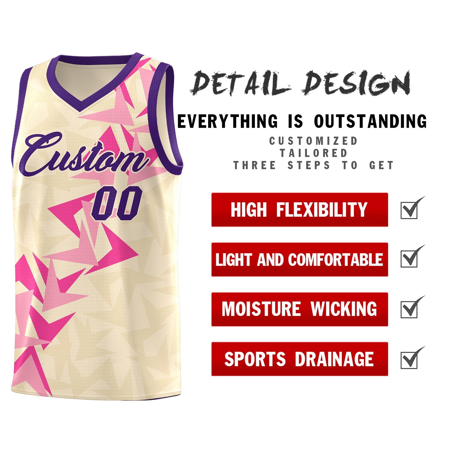 Custom Cream Boomerang Pattern Sets Basketball Jersey