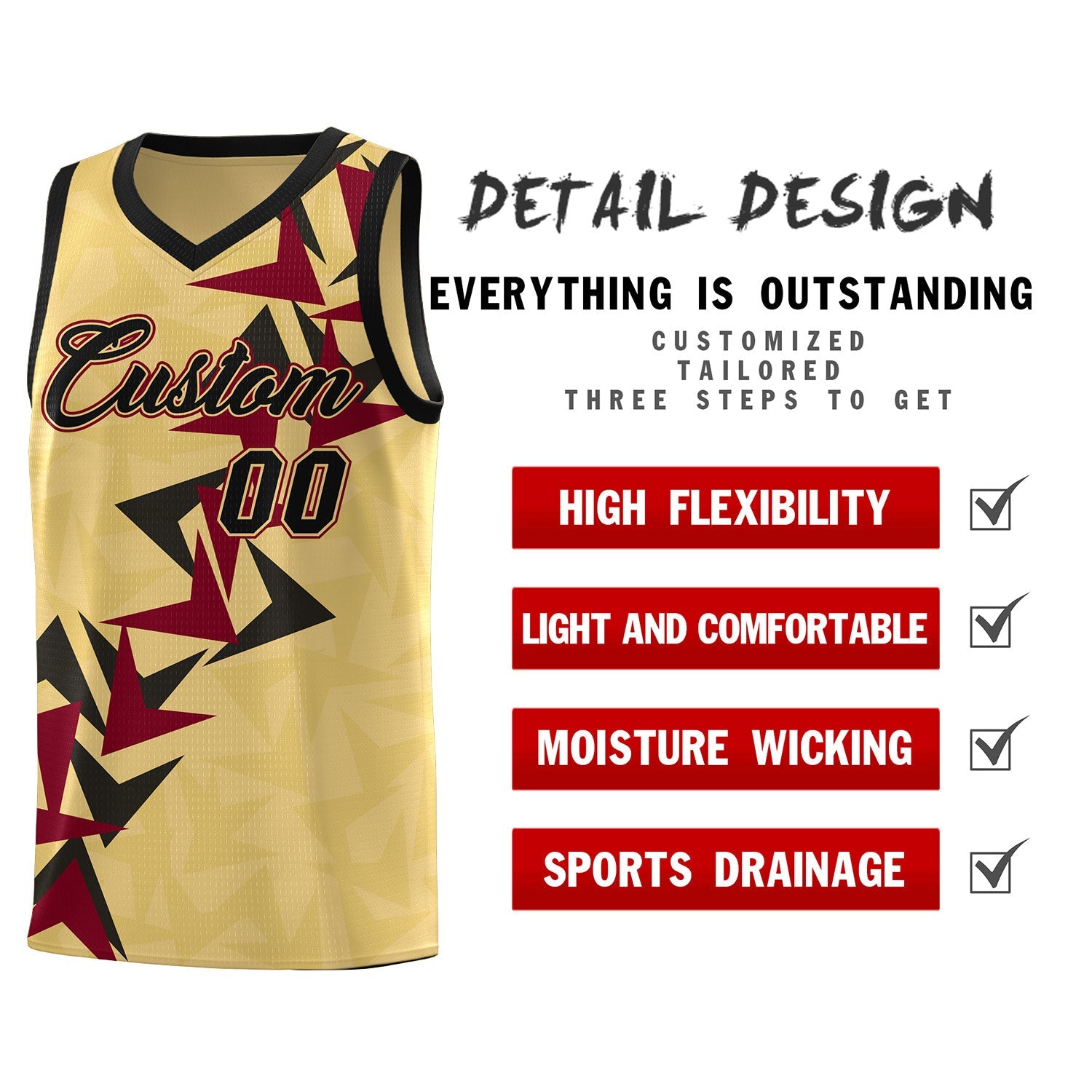 Custom Khaki Boomerang Pattern Sets Basketball Jersey