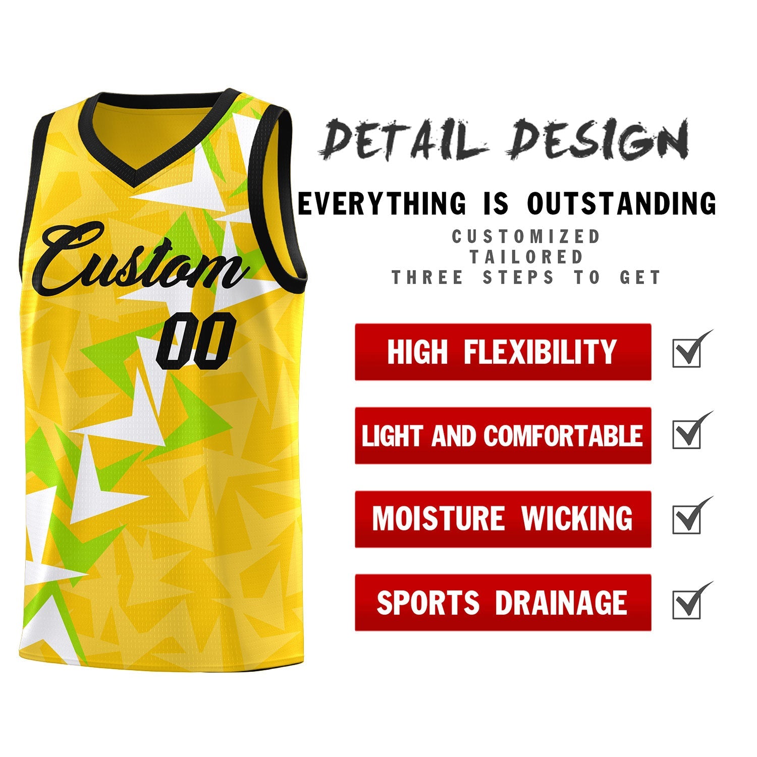 Custom Gold Boomerang Pattern Sets Basketball Jersey