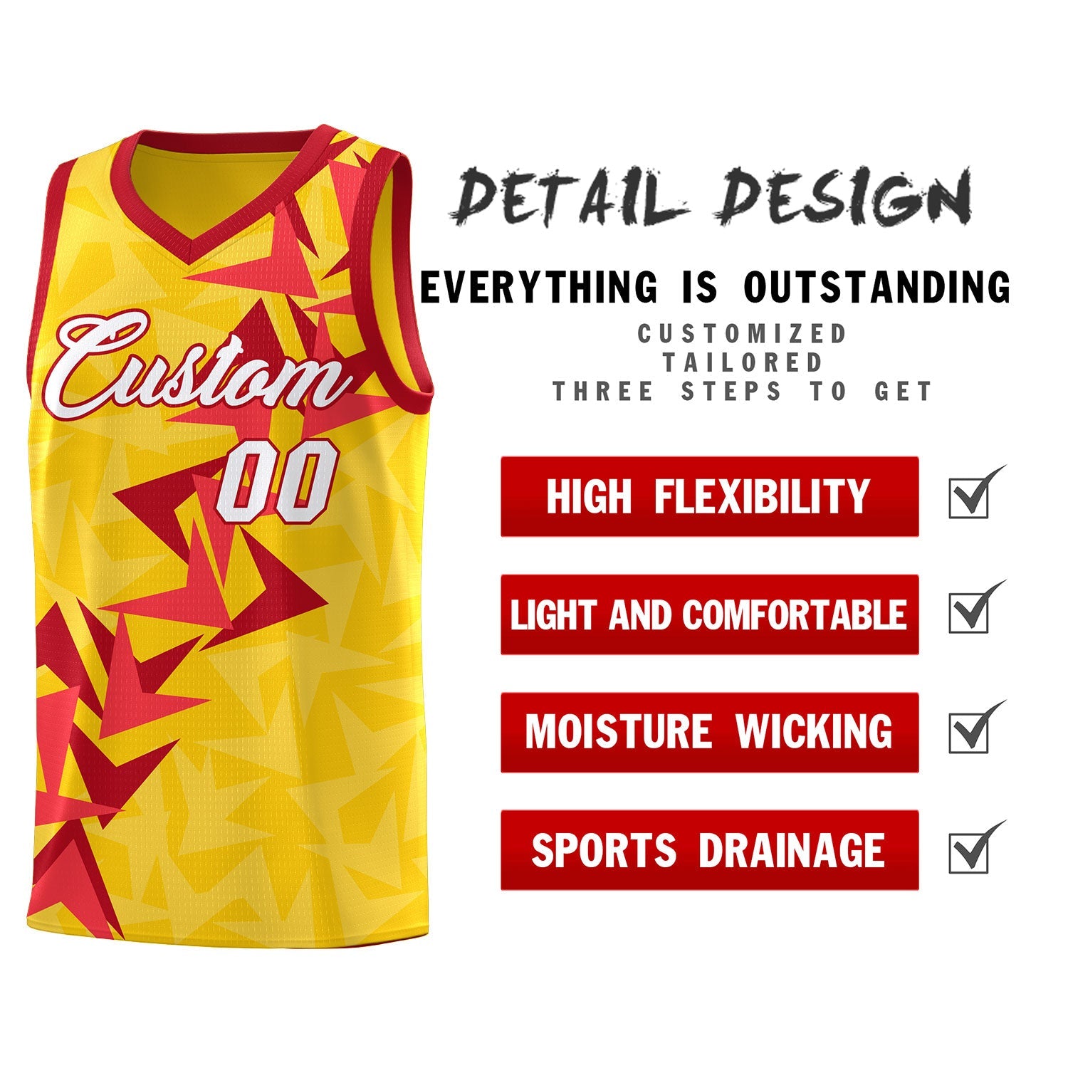 Custom Gold Boomerang Pattern Sets Basketball Jersey