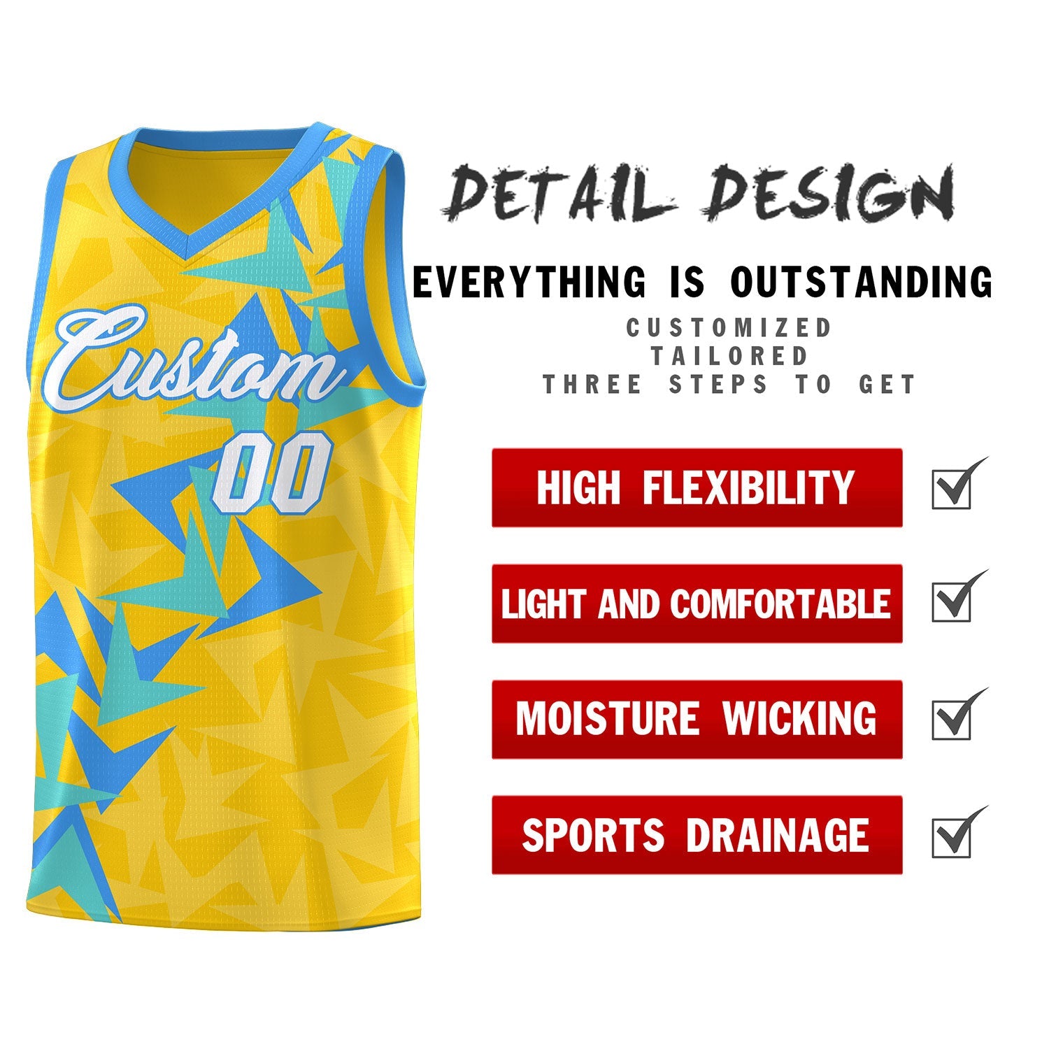 Custom Gold Boomerang Pattern Sets Basketball Jersey