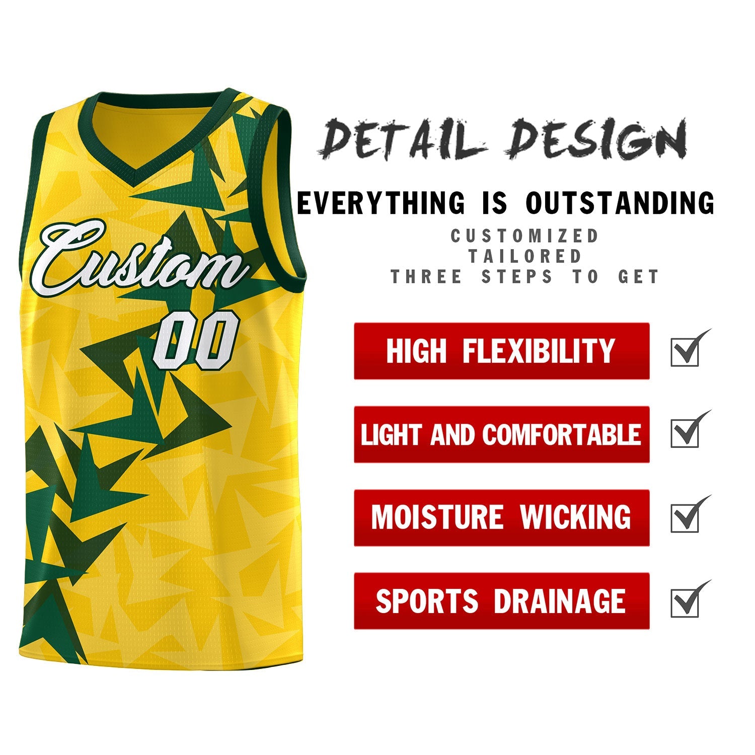 Custom Gold Boomerang Pattern Sets Basketball Jersey