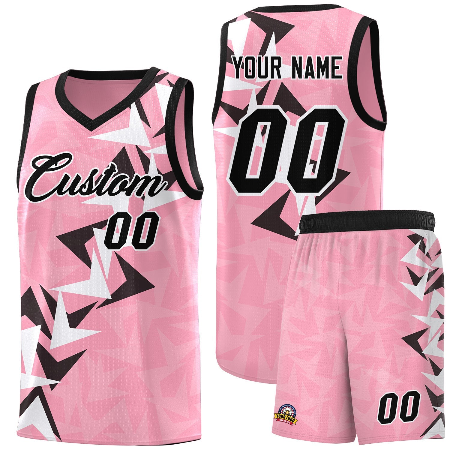 Custom Light Pink Boomerang Pattern Sets Basketball Jersey