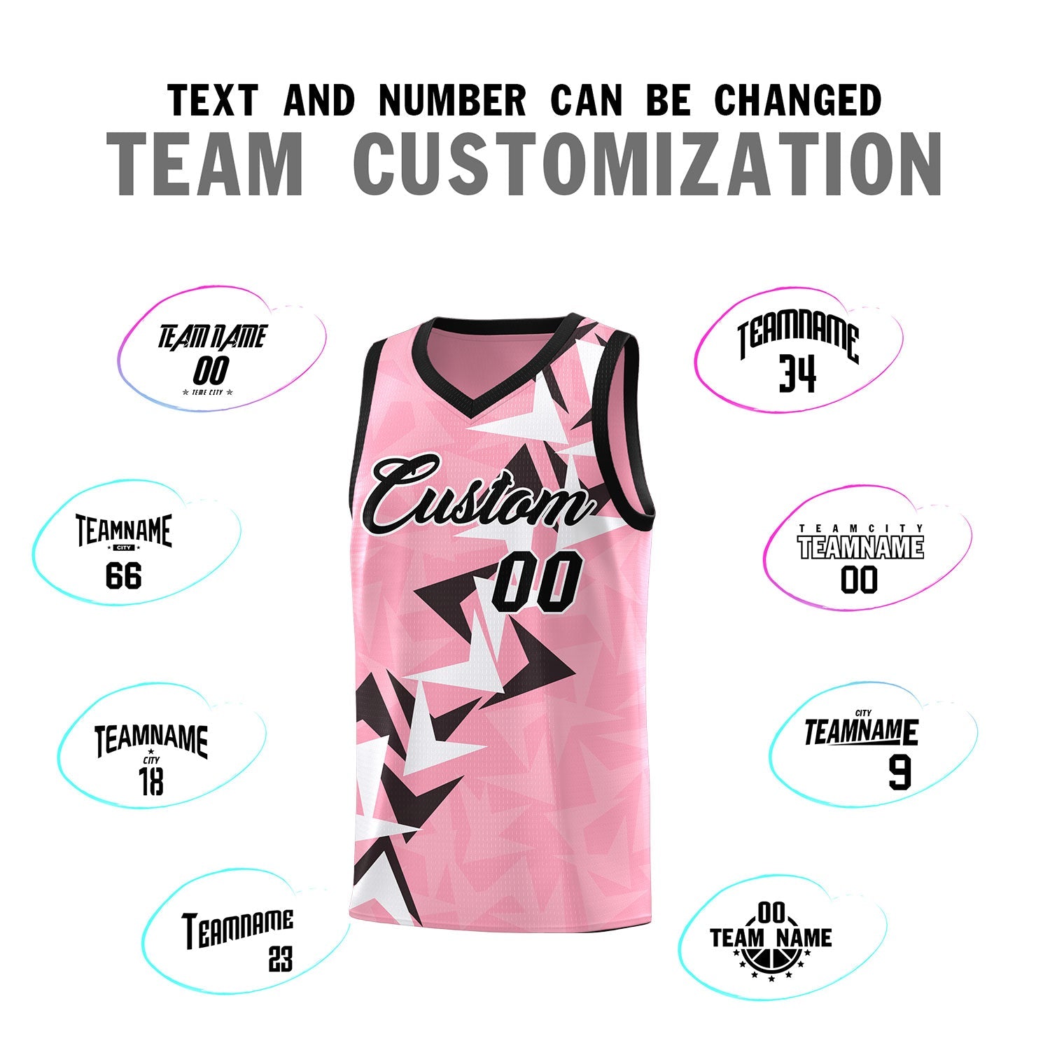 Custom Light Pink Boomerang Pattern Sets Basketball Jersey