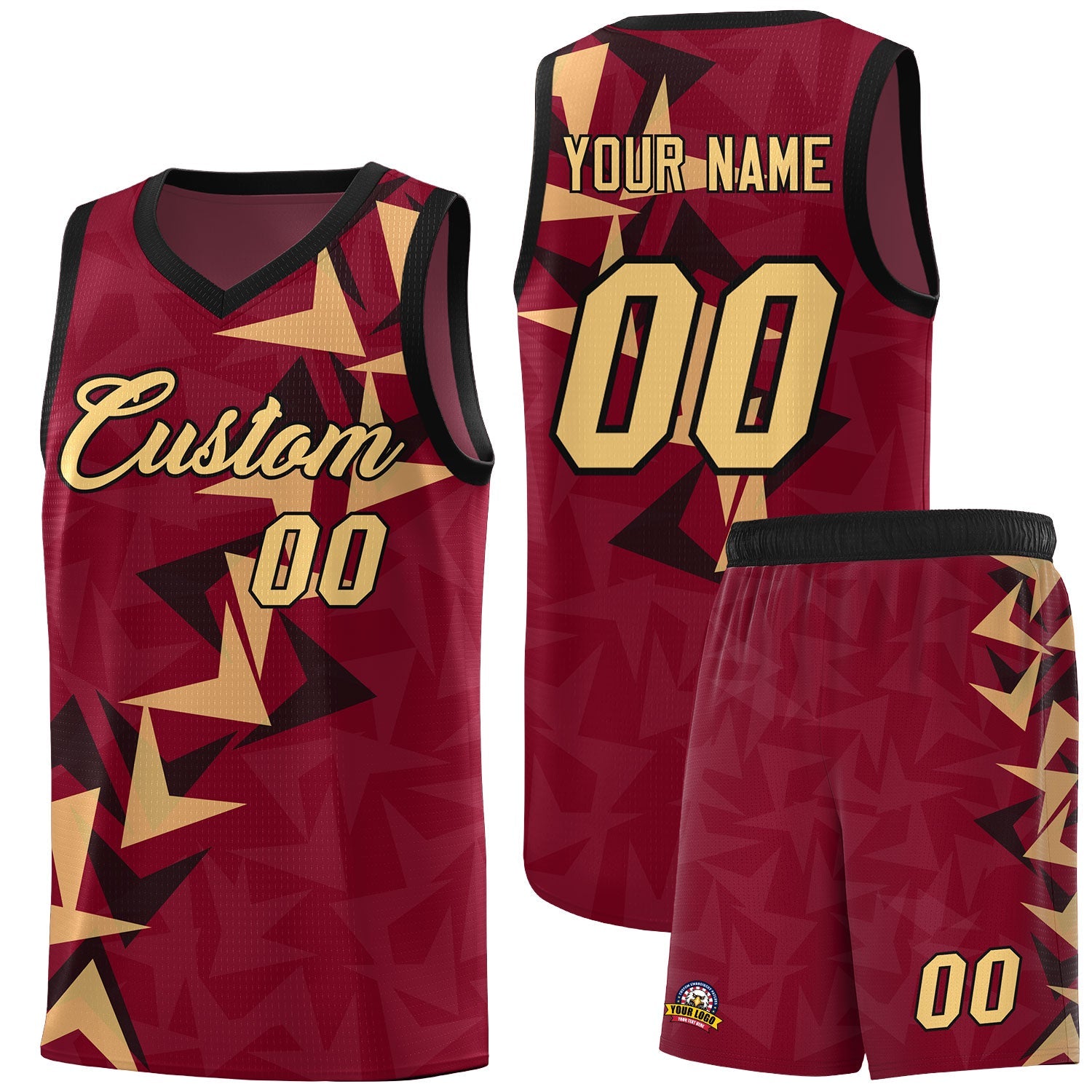 Custom Crimson Boomerang Pattern Sets Basketball Jersey