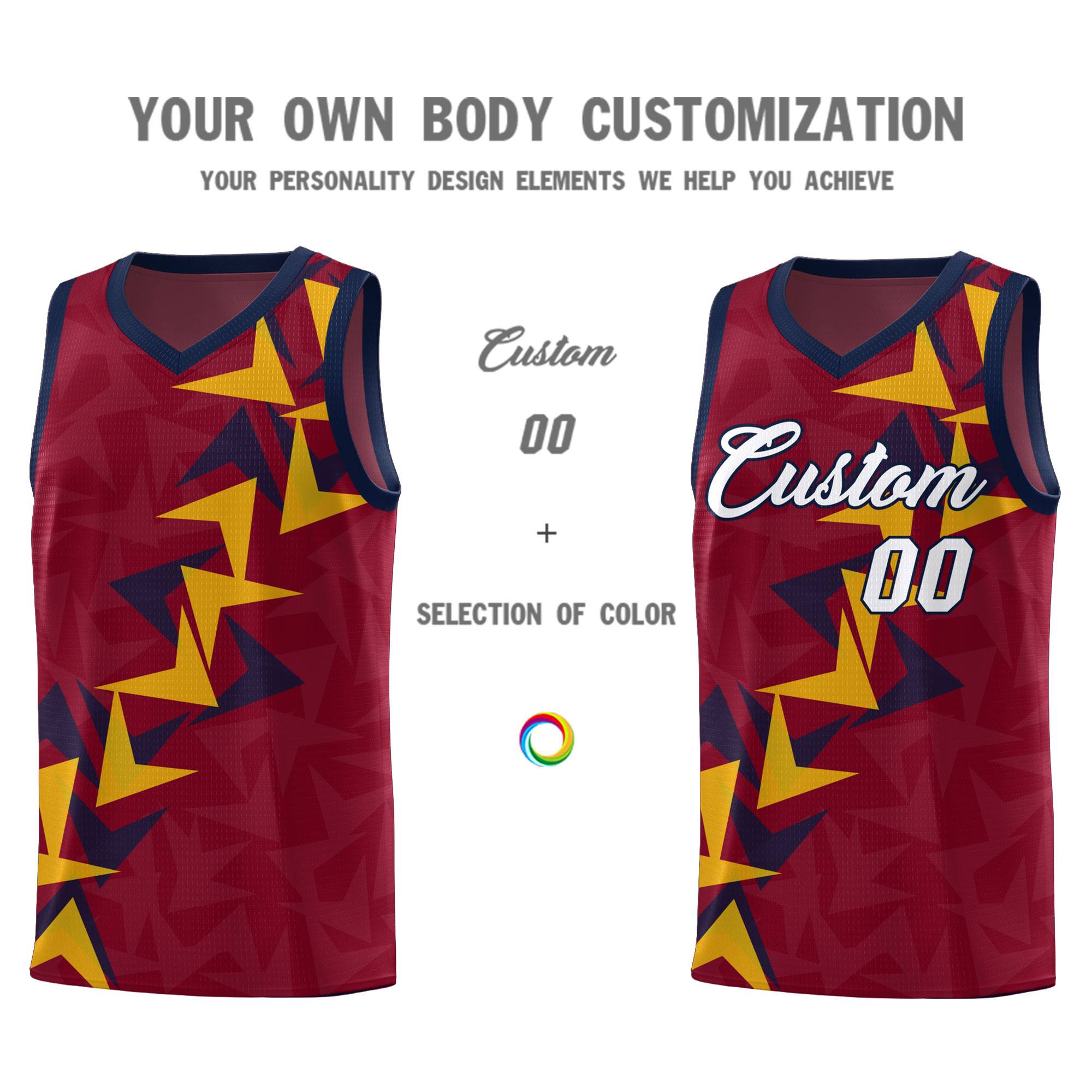 Custom Crimson Boomerang Pattern Sets Basketball Jersey