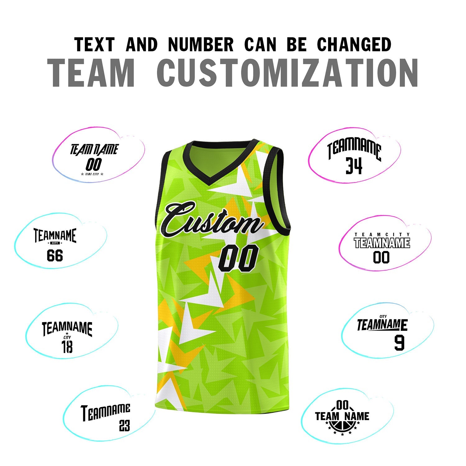 Custom Neon Green Boomerang Pattern Sets Basketball Jersey