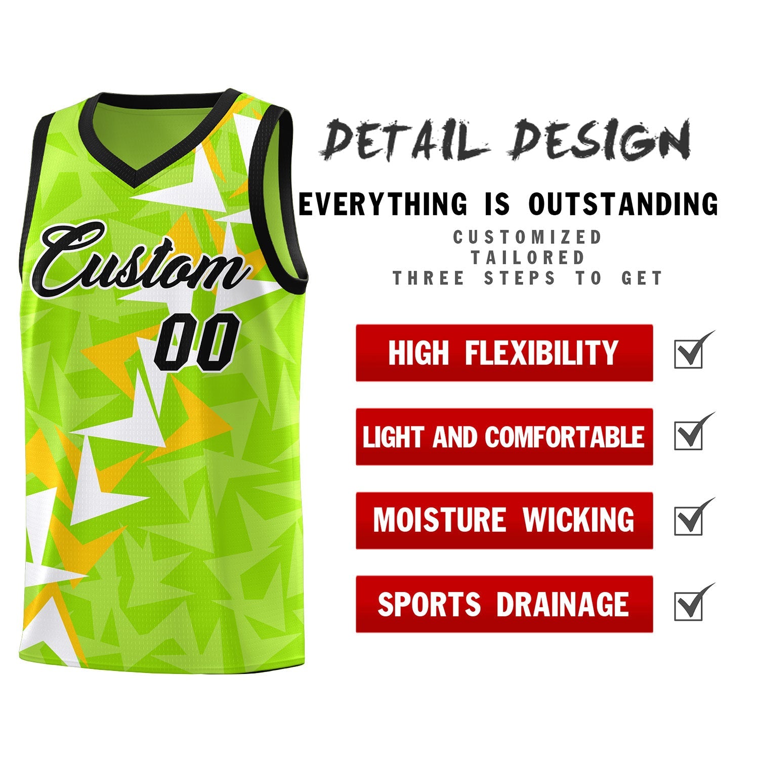 Custom Neon Green Boomerang Pattern Sets Basketball Jersey