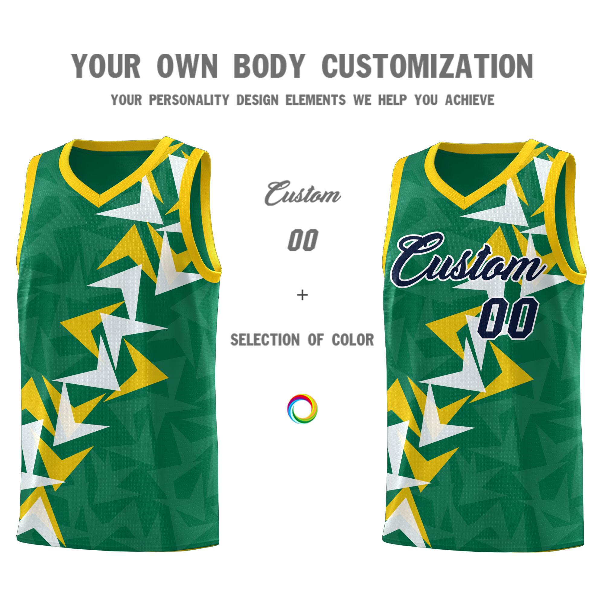 Custom Kelly Green Boomerang Pattern Sets Basketball Jersey