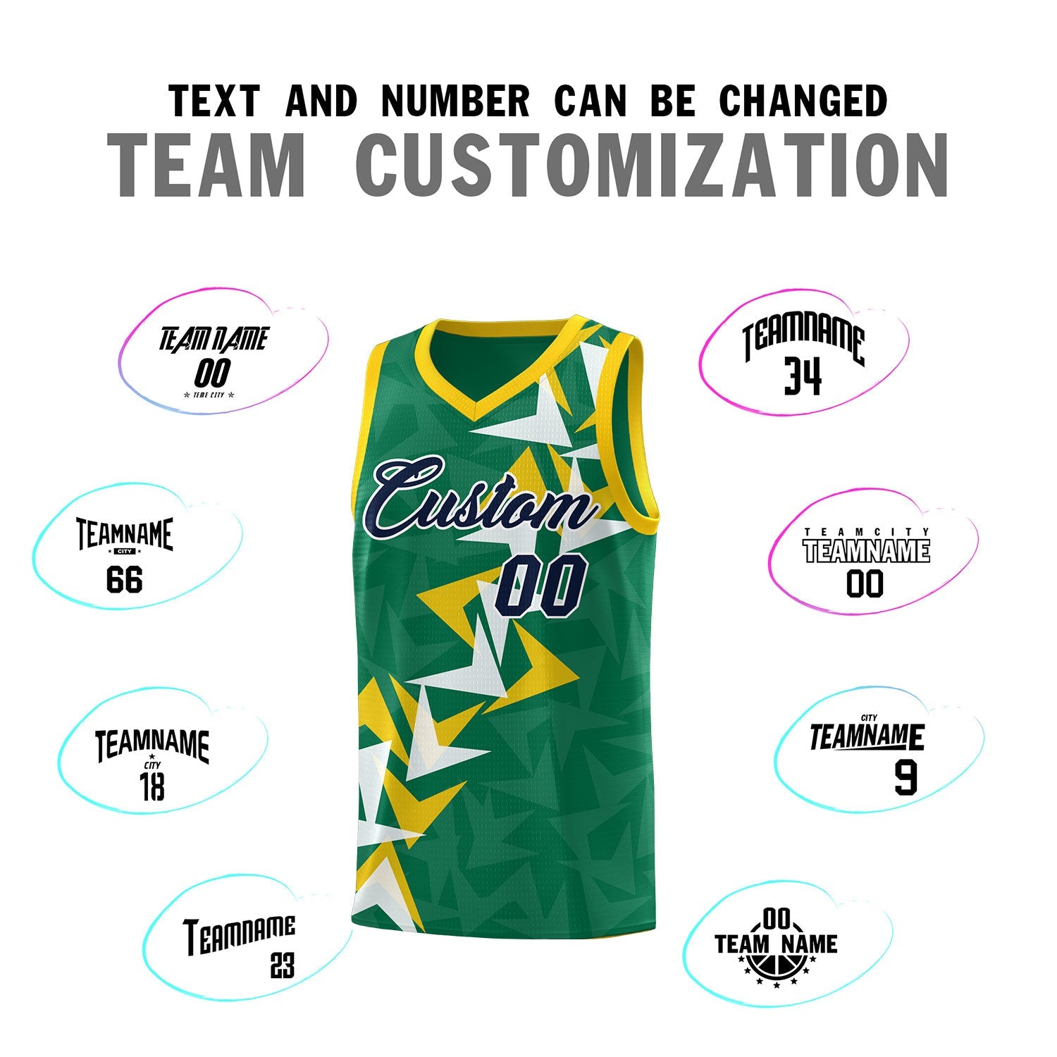 Custom Kelly Green Boomerang Pattern Sets Basketball Jersey