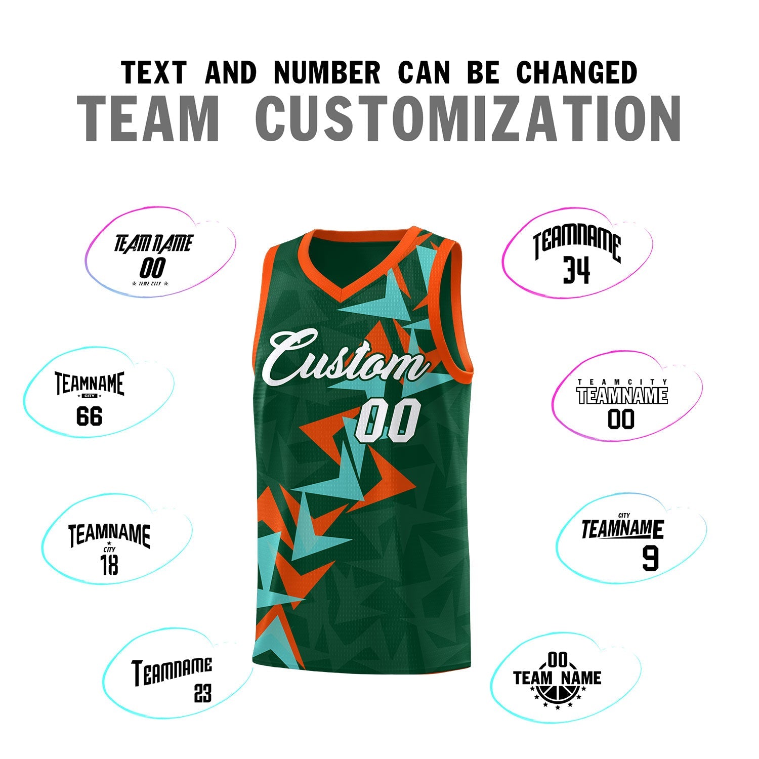 Custom Hunter Green Boomerang Pattern Sets Basketball Jersey