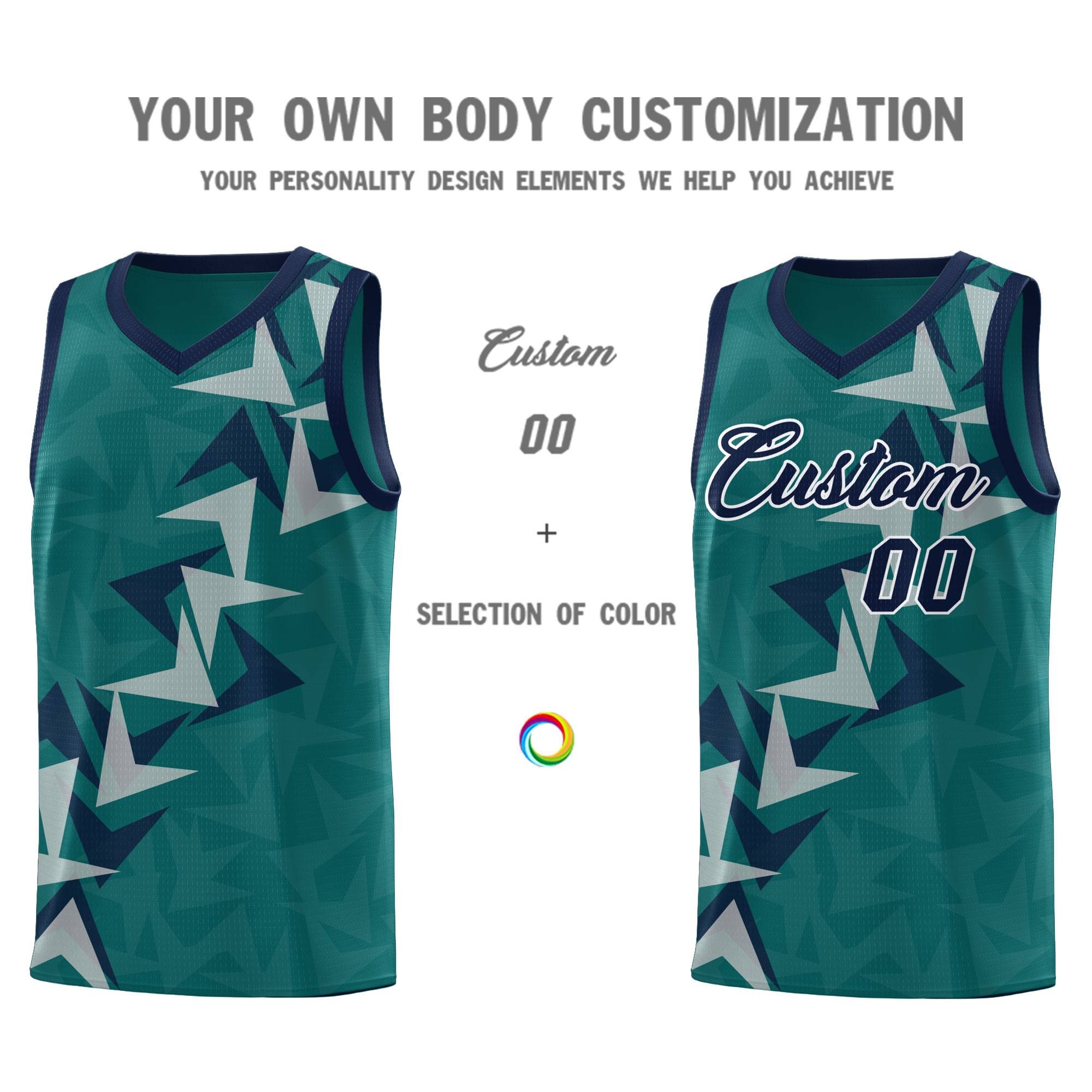 Custom Aqua Boomerang Pattern Sets Basketball Jersey