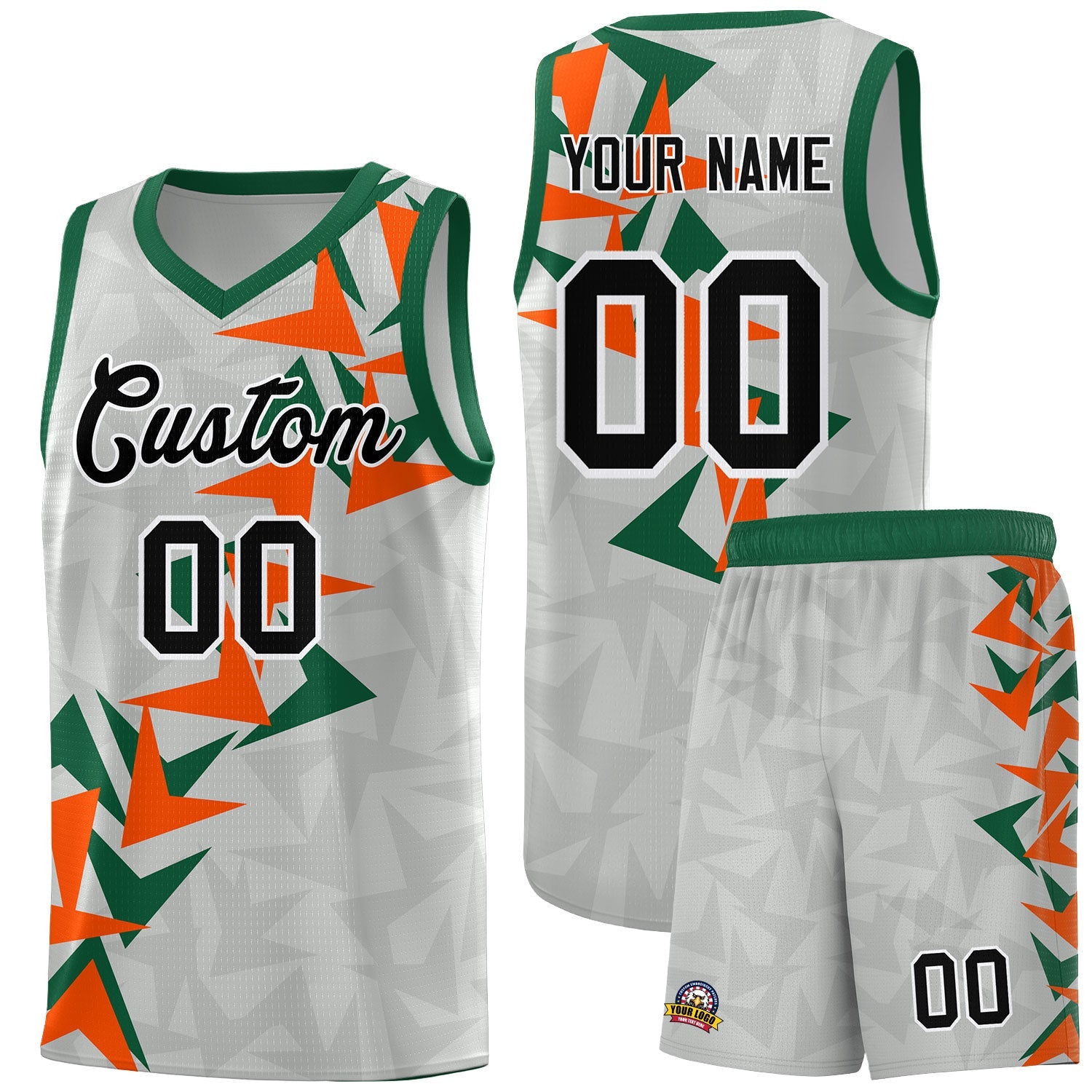 Custom Gray Boomerang Pattern Sets Basketball Jersey