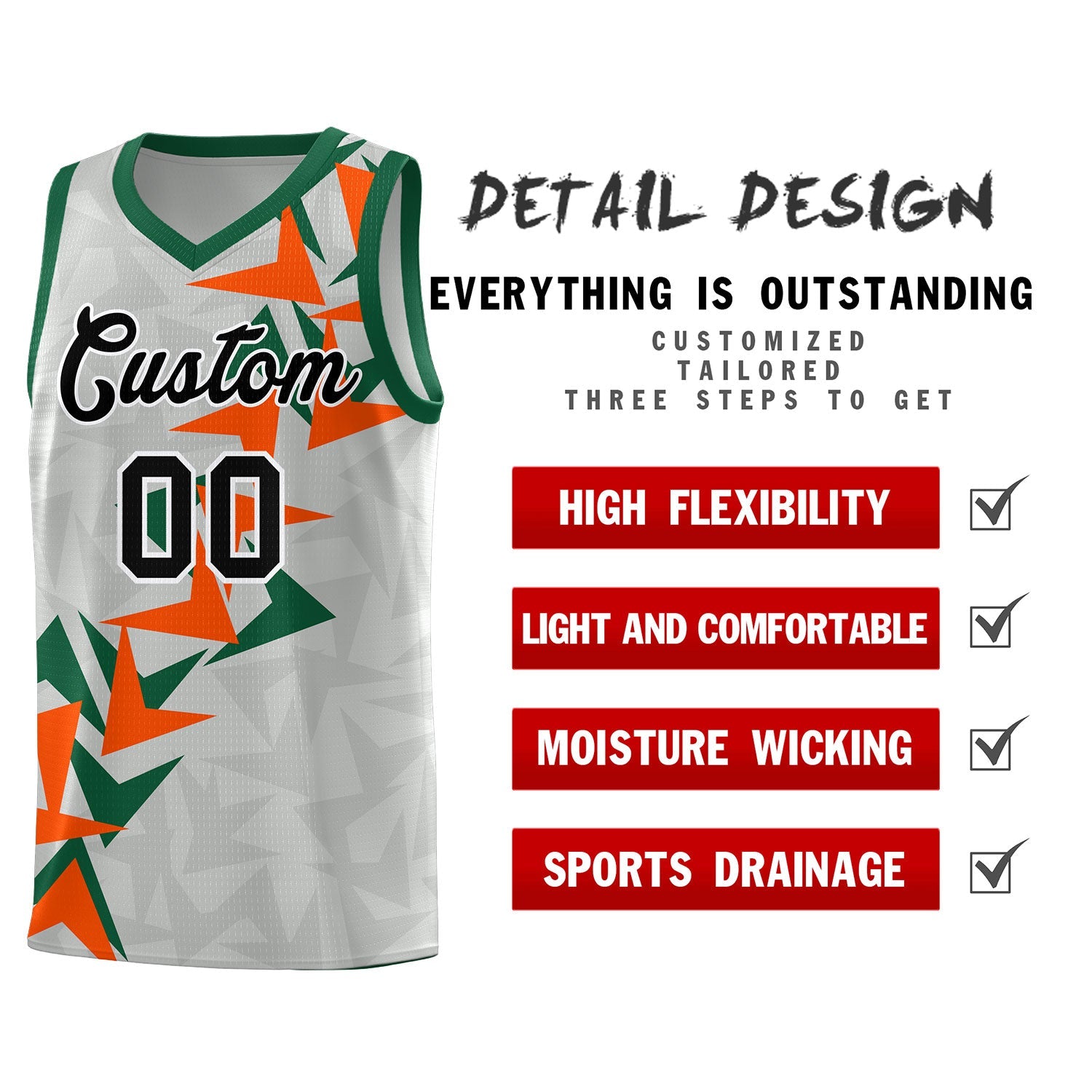 Custom Gray Boomerang Pattern Sets Basketball Jersey