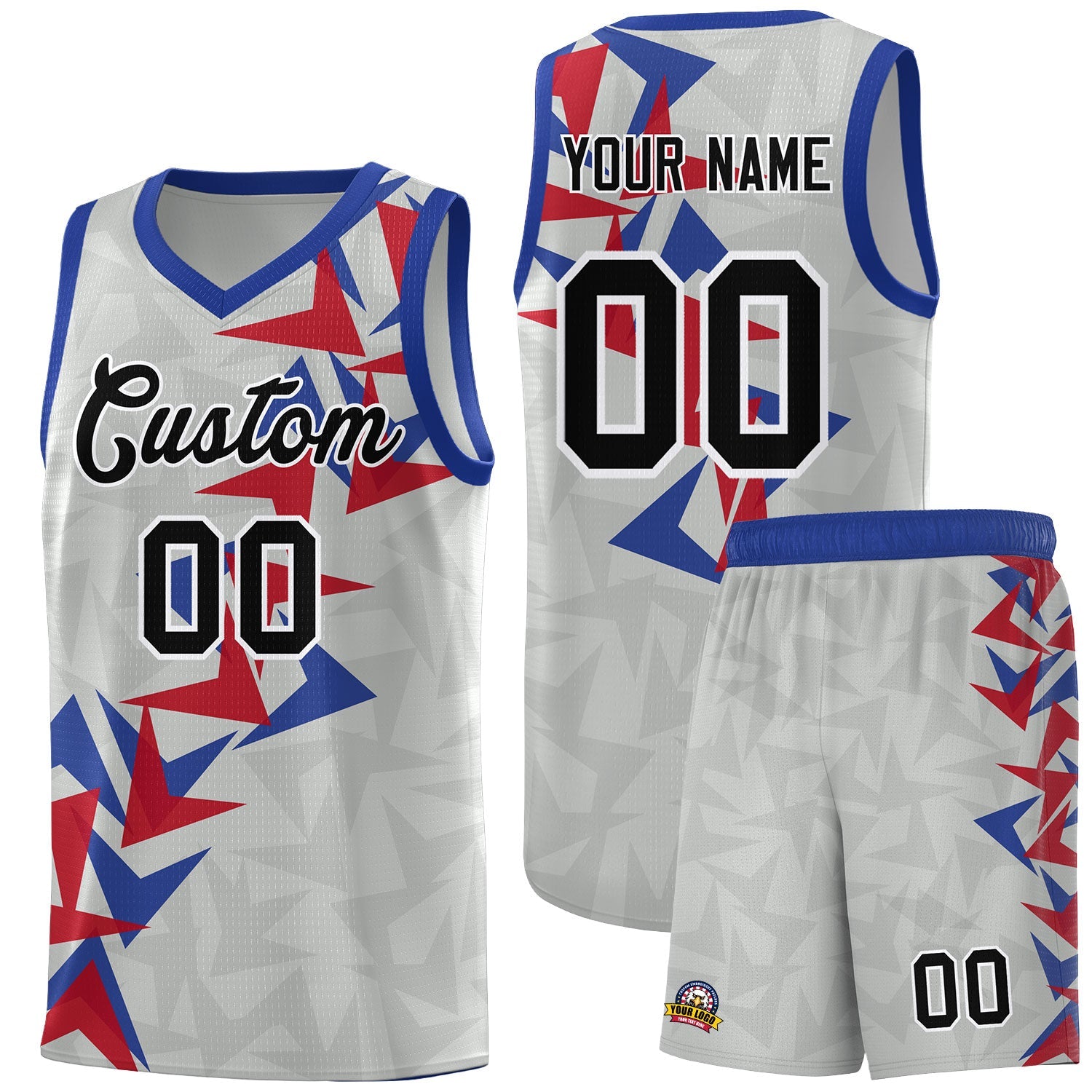 Custom Gray Boomerang Pattern Sets Basketball Jersey