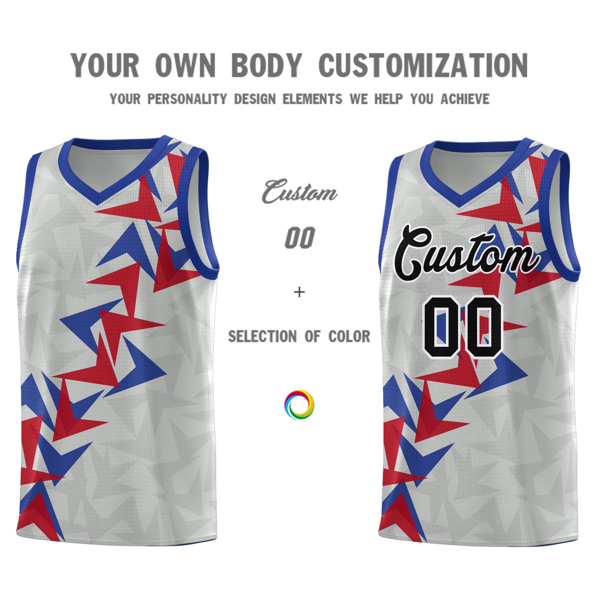 Custom Gray Boomerang Pattern Sets Basketball Jersey