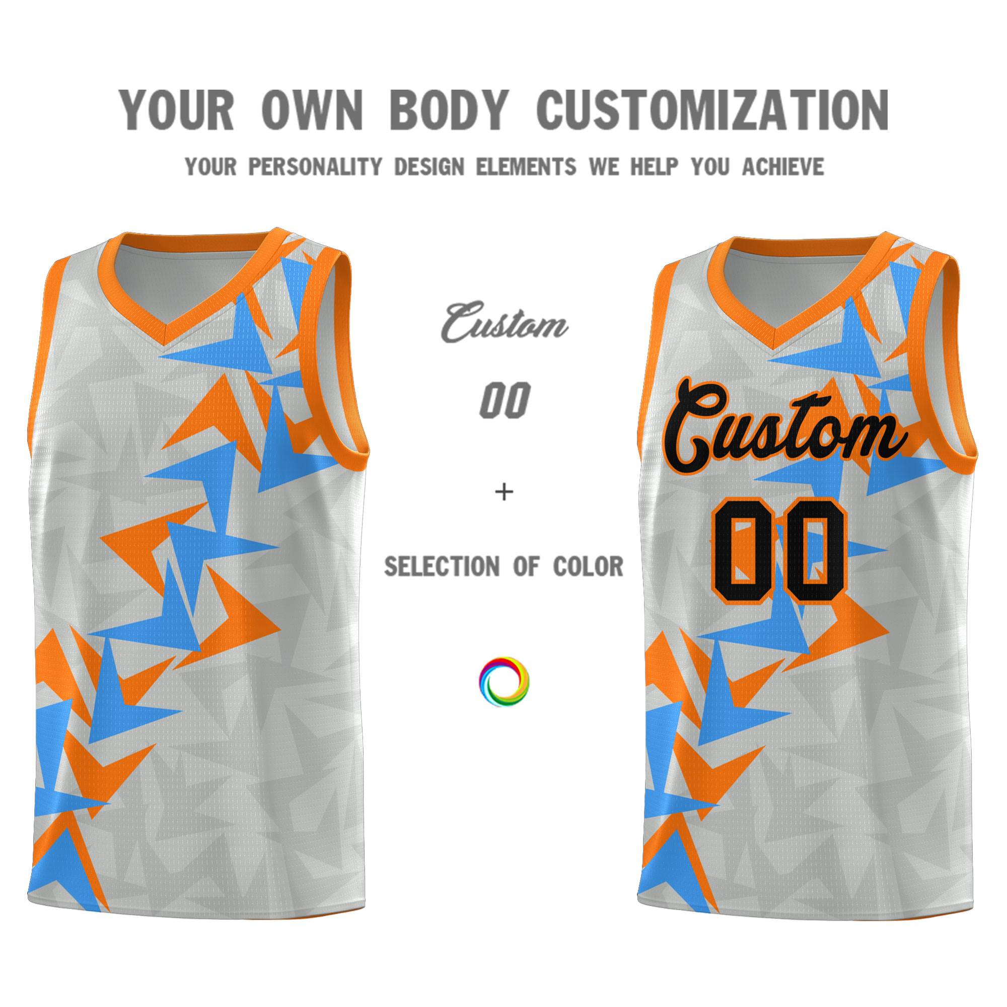 Custom Gray Boomerang Pattern Sets Basketball Jersey