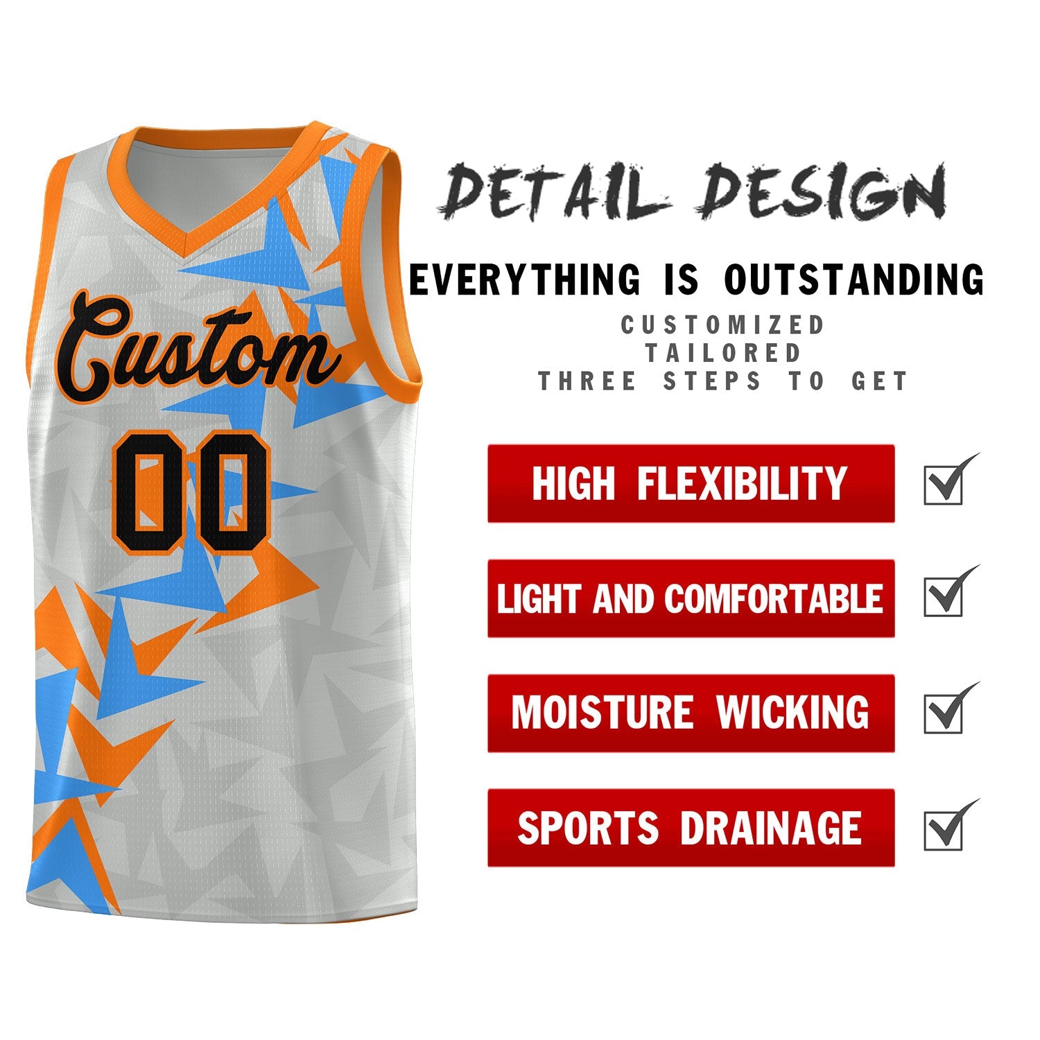 Custom Gray Boomerang Pattern Sets Basketball Jersey