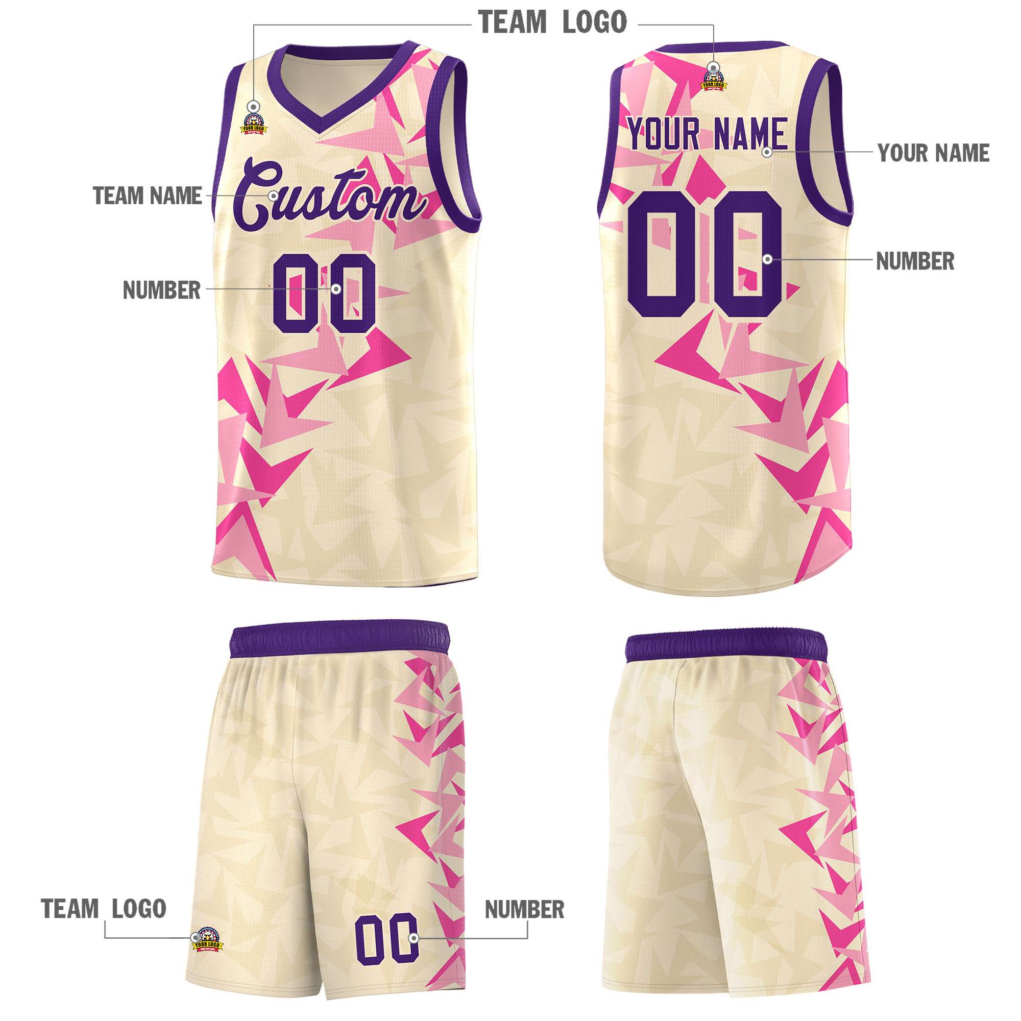 Custom Cream Boomerang Pattern Sets Basketball Jersey