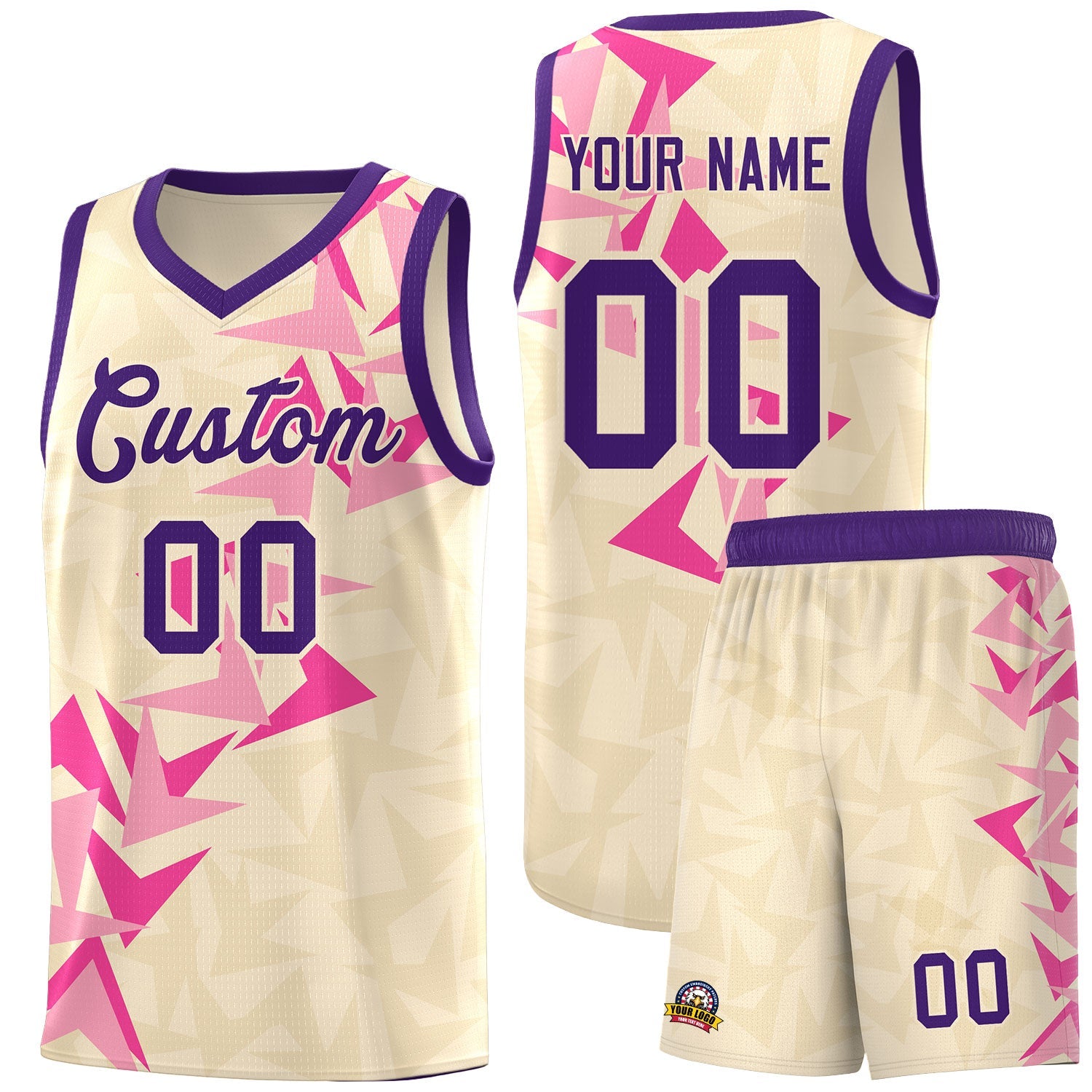 Custom Cream Boomerang Pattern Sets Basketball Jersey