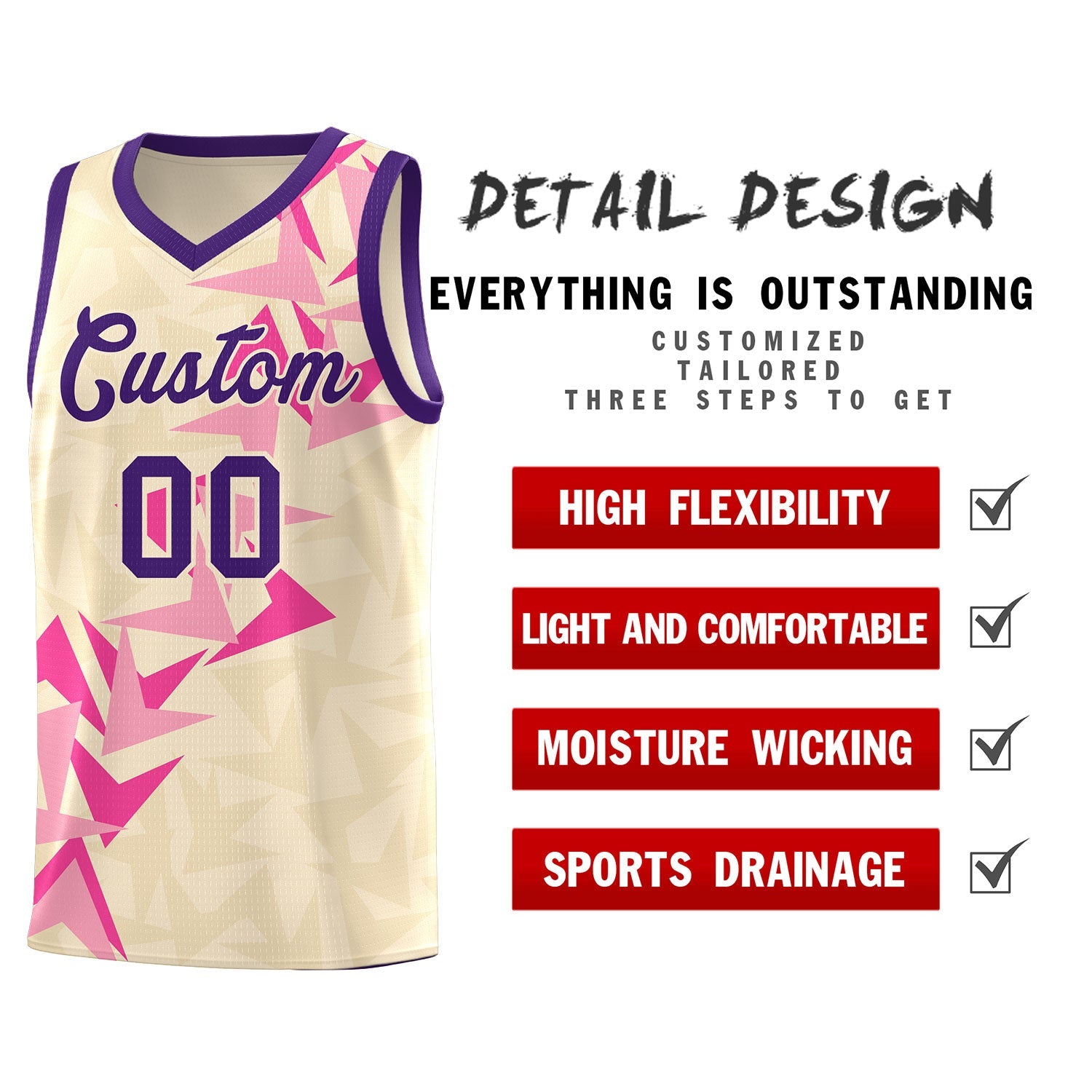 Custom Cream Boomerang Pattern Sets Basketball Jersey