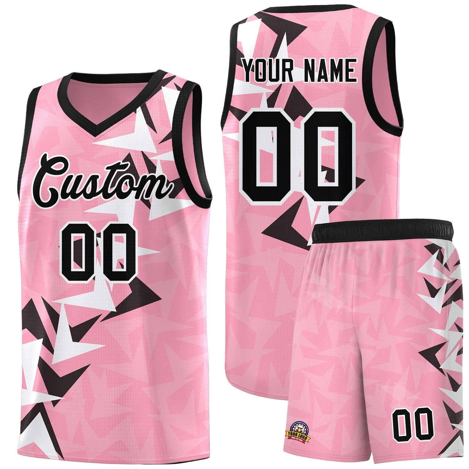 Custom Light Pink Boomerang Pattern Sets Basketball Jersey